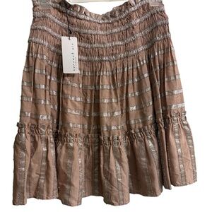Anthropologie Current Air Metallic Smocked Mini Skirt XS NWT